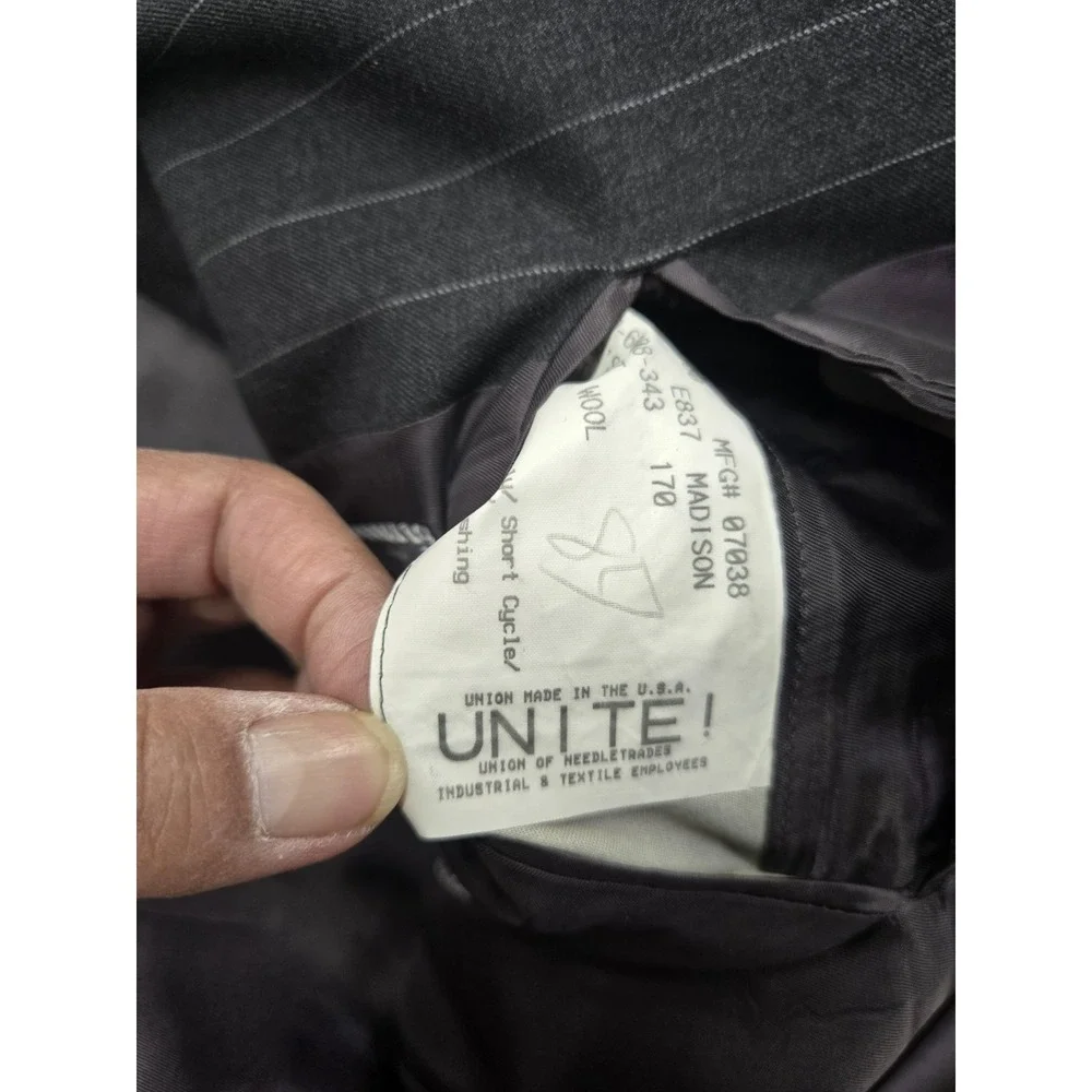 Loro Piana Super 130s Hickey Freeman Madison Wool Blazer Blk/Wht Stripe Size 46L